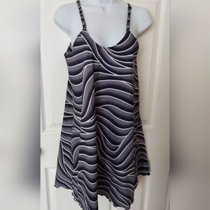 Rima Vintage Y2k Beachwood Dress Size M Spaghetti Strap Beach Cover Up Gray/Whit